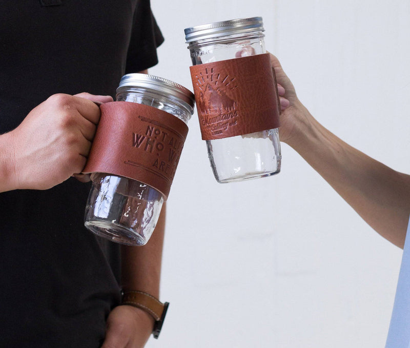 Leather Mason Jar Coozie - Lifetime Leather Co
