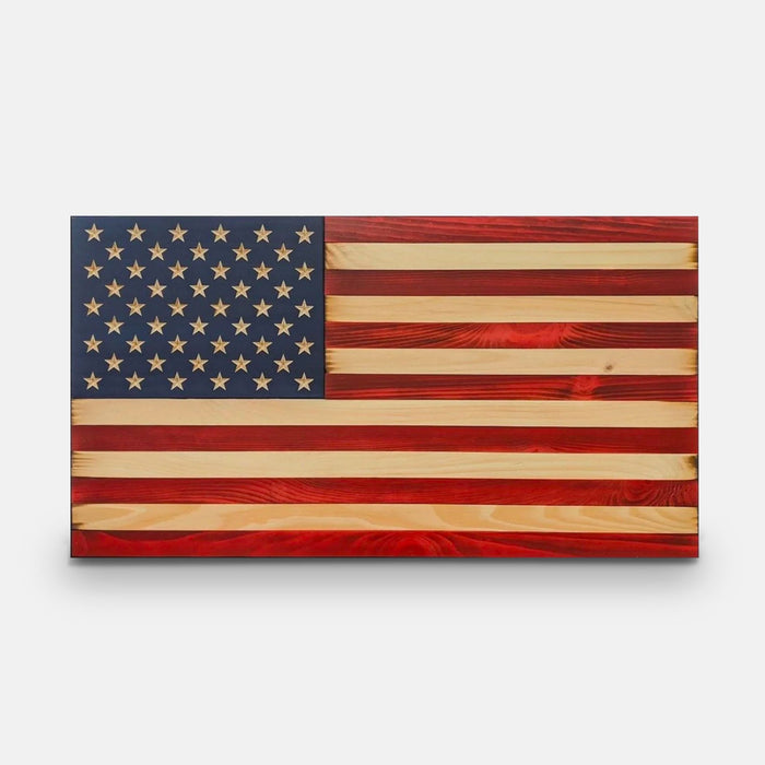 Unframed Liberty wooden American flag in red, white and blue