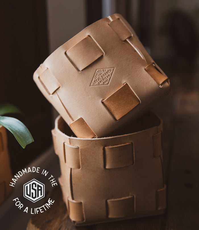 Leather Tabletop Planter  - USA Made