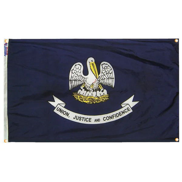 Louisiana Flag with Grommets Along the Edges for Wall Hanging