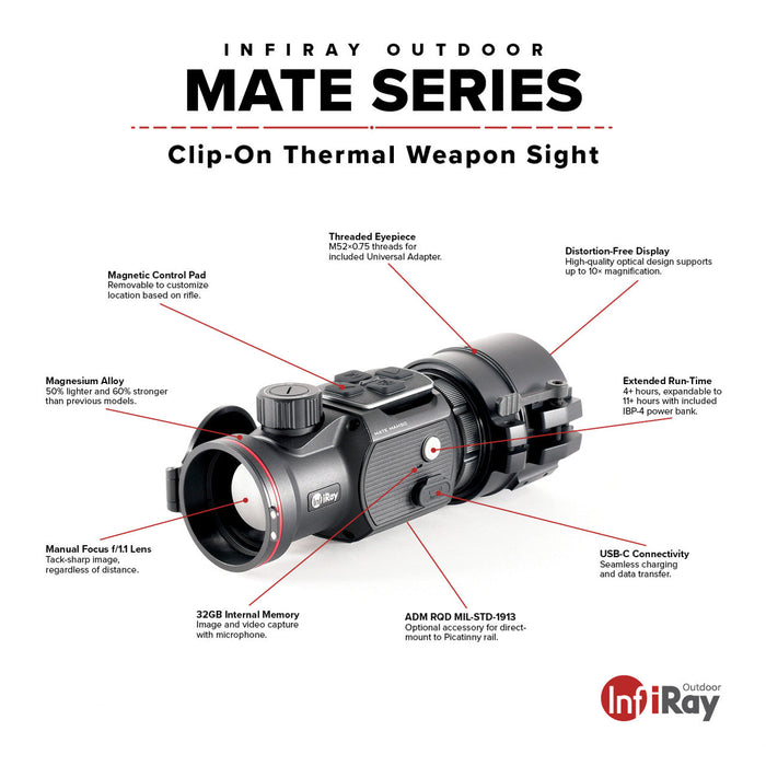 iRay Mate MAH50 | 50mm Clip-On Thermal w/ 2400 Yard Range