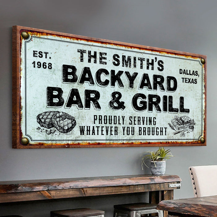 Backyard Bar Grill Sign Xxiv