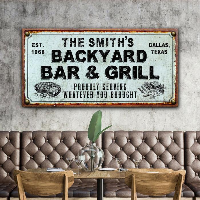 Backyard Bar Grill Sign Xxiv
