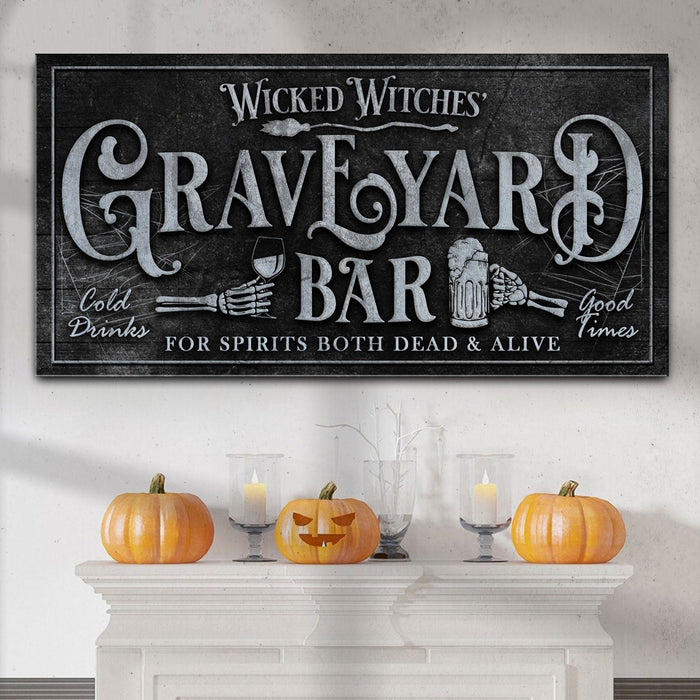 Wicked Witches Graveyard Bar Halloween Sign Ii