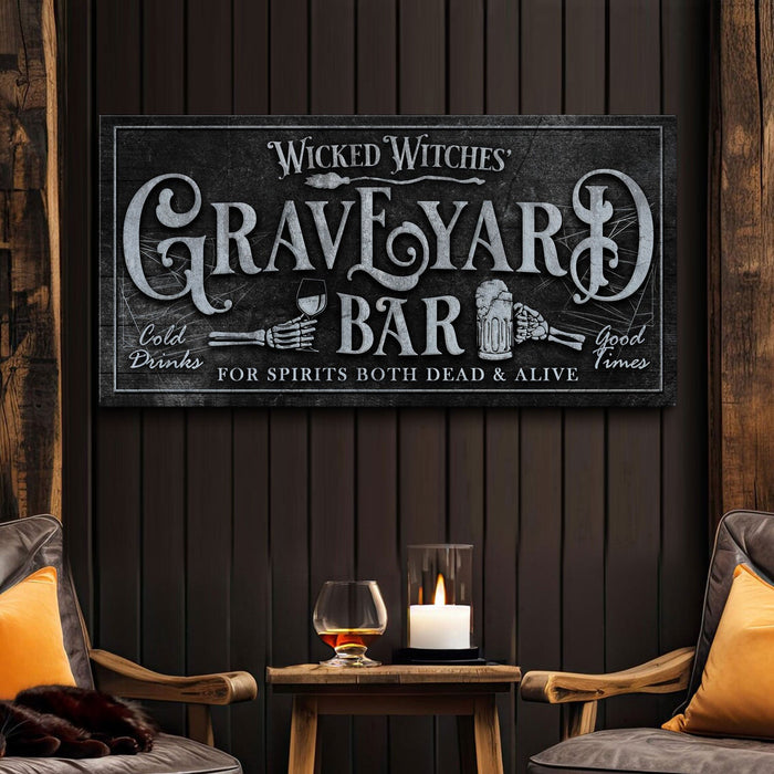 Wicked Witches Graveyard Bar Halloween Sign Ii