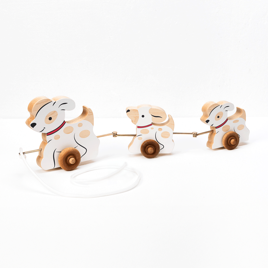 Three Dogs Maple Wood Pull Toy