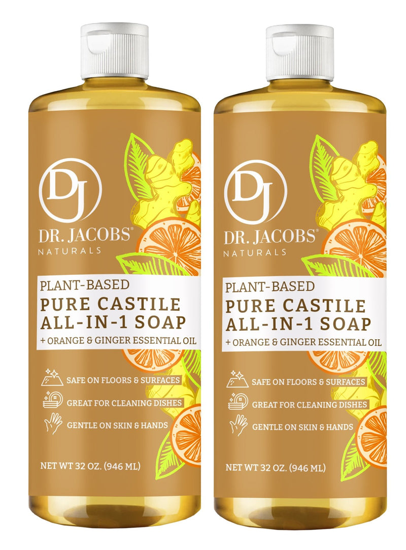 Orange & Ginger All in 1 Castile Soap - Thin Formula by Dr. Jacobs Naturals