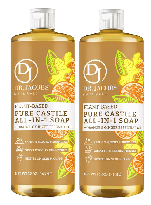 Orange & Ginger All in 1 Castile Soap - Thin Formula by Dr. Jacobs Naturals