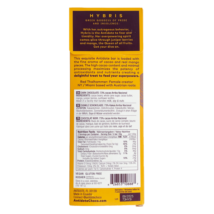 Antidote Chocolate HYBRIS: MANGO + JUNIPER - 12 Bars by Farm2Me