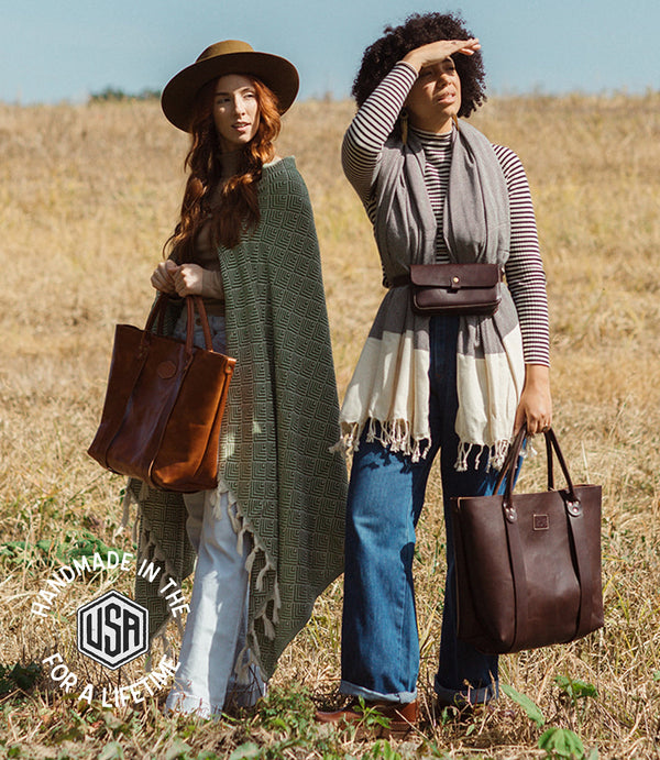 Market Leather Tote with Exterior Carry Straps by The Local Branch