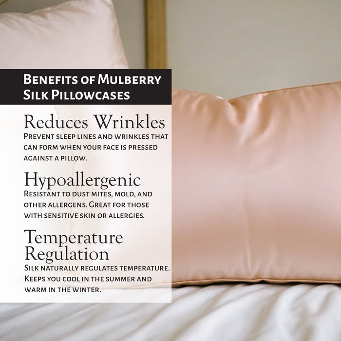 Market Fresh Beauty Mulberry Silk Sleep Set, Pillowcase, Eye Mask and Hair Scrunchie, Silk, Pink