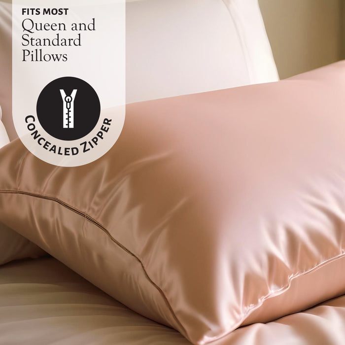 Market Fresh Beauty Mulberry Silk Sleep Set, Pillowcase, Eye Mask and Hair Scrunchie, Silk, Pink