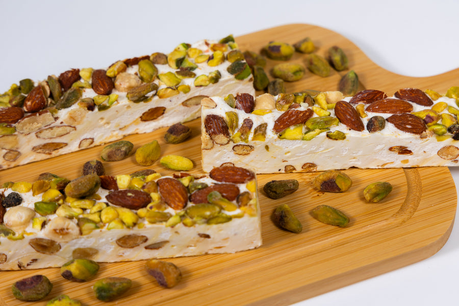 Andy Anand Gluten-Free Mixed Nut Soft Nougat Brittle, 7 oz – Wildflower Honey & Almonds, Made in Europe, No Preservatives, Birthday Gift Box