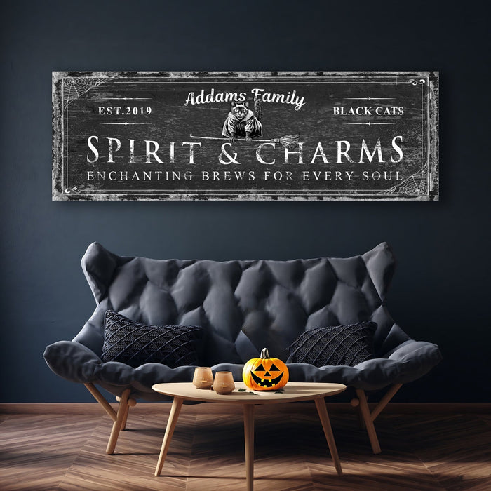 Black Cat S Spirits Charms Bar Halloween Sign