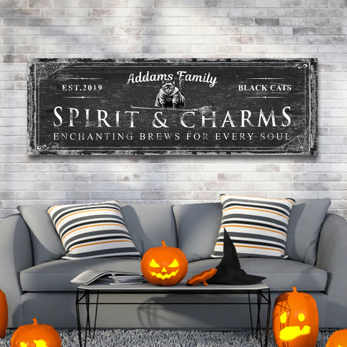 Black Cat S Spirits Charms Bar Halloween Sign