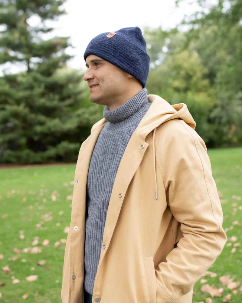 NEW HAAKWEAR H-Stitch Cuffed Beanie - Designed and Made in USA (Patented Design) - Denim Blue