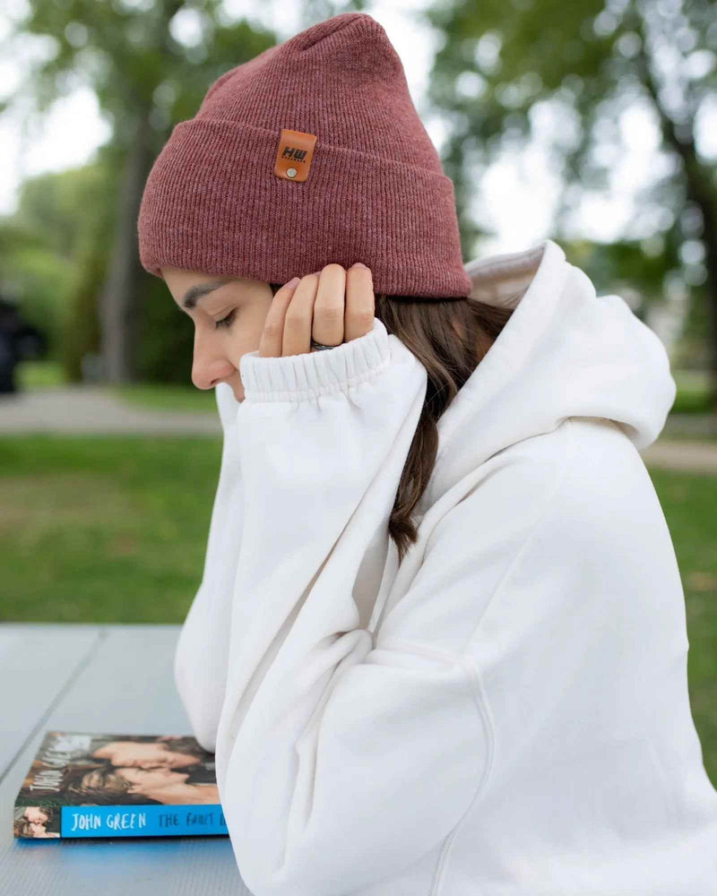 NEW HAAKWEAR H-Stitch Cuffed Beanie - Designed and Made in USA (Patented Design) - Rusty Burgundy