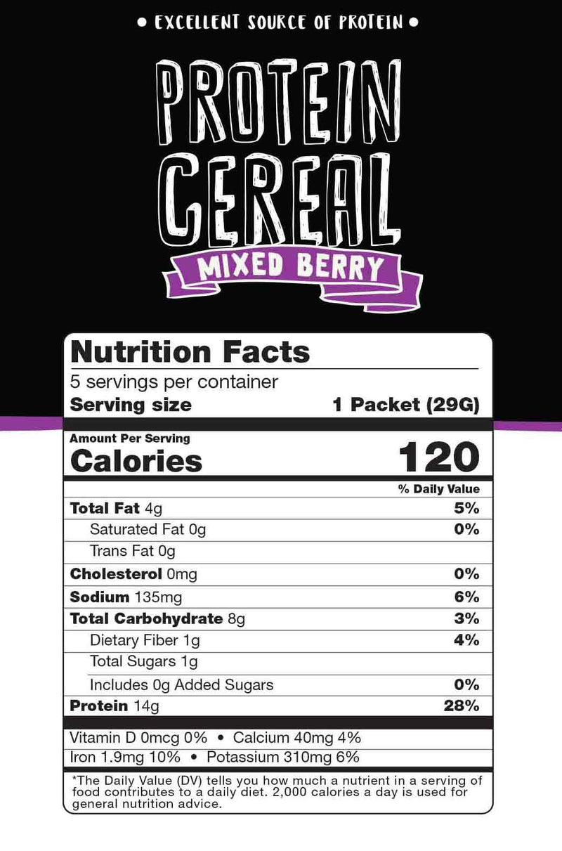 Mixed Berry Protein Cereal - High Protein & Fiber, Low Carb