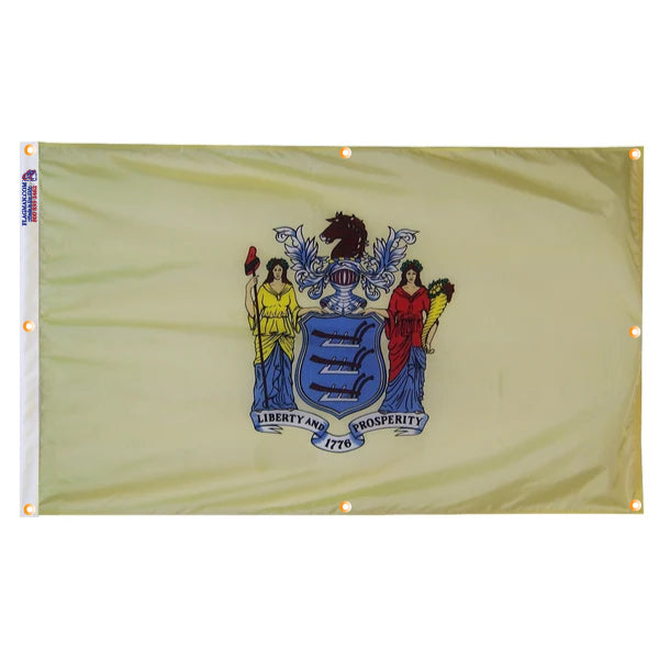 New Jersey Flag with Grommets Along the Edges for Wall Hanging