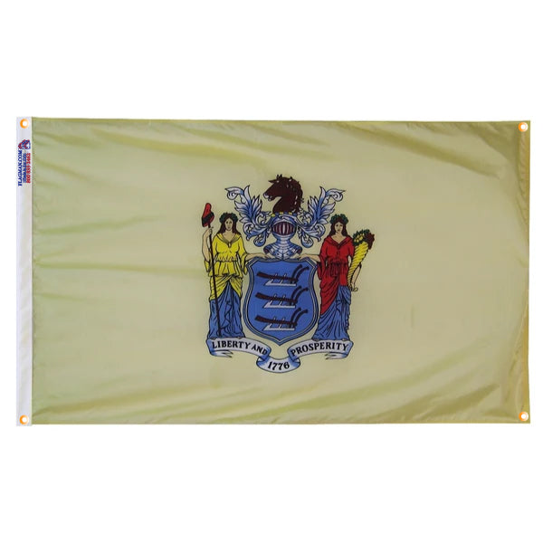 New Jersey Flag with Grommets Along the Edges for Wall Hanging