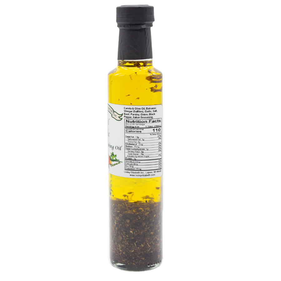 Lesley Elizabeth Basil & Garlic Seasoned Cooking Oil, Dorica (250mL)
