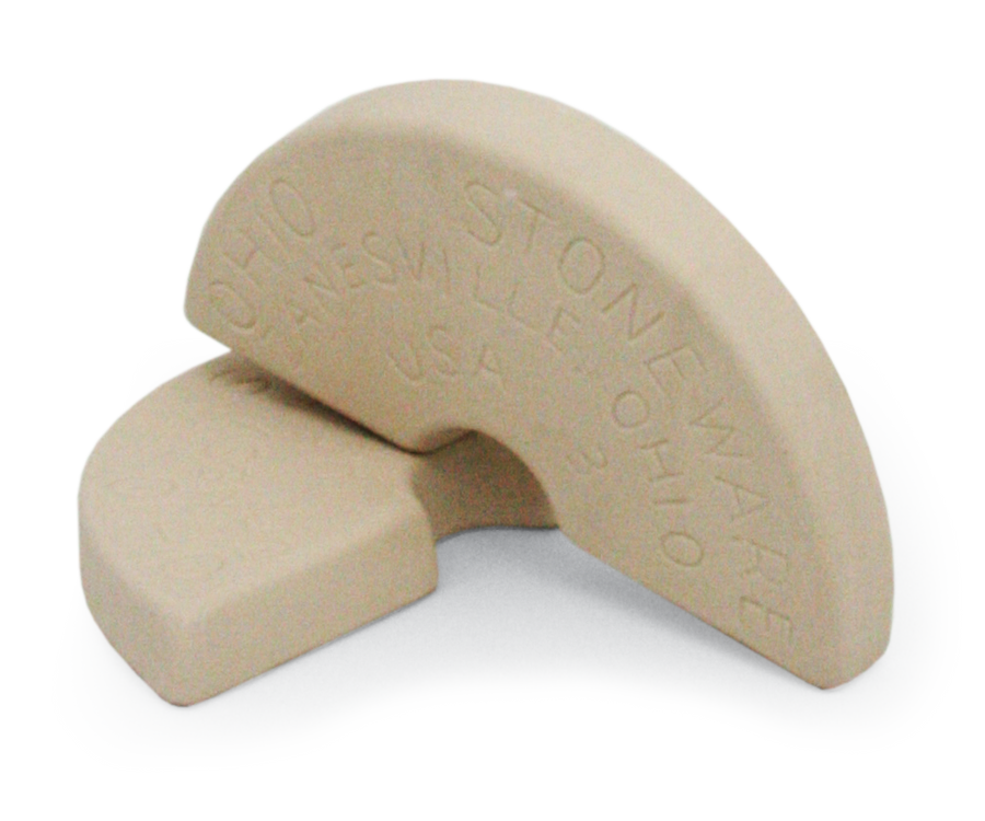 3-Gallon Stoneware Crock Weight Set - two semicircular ceramic weights