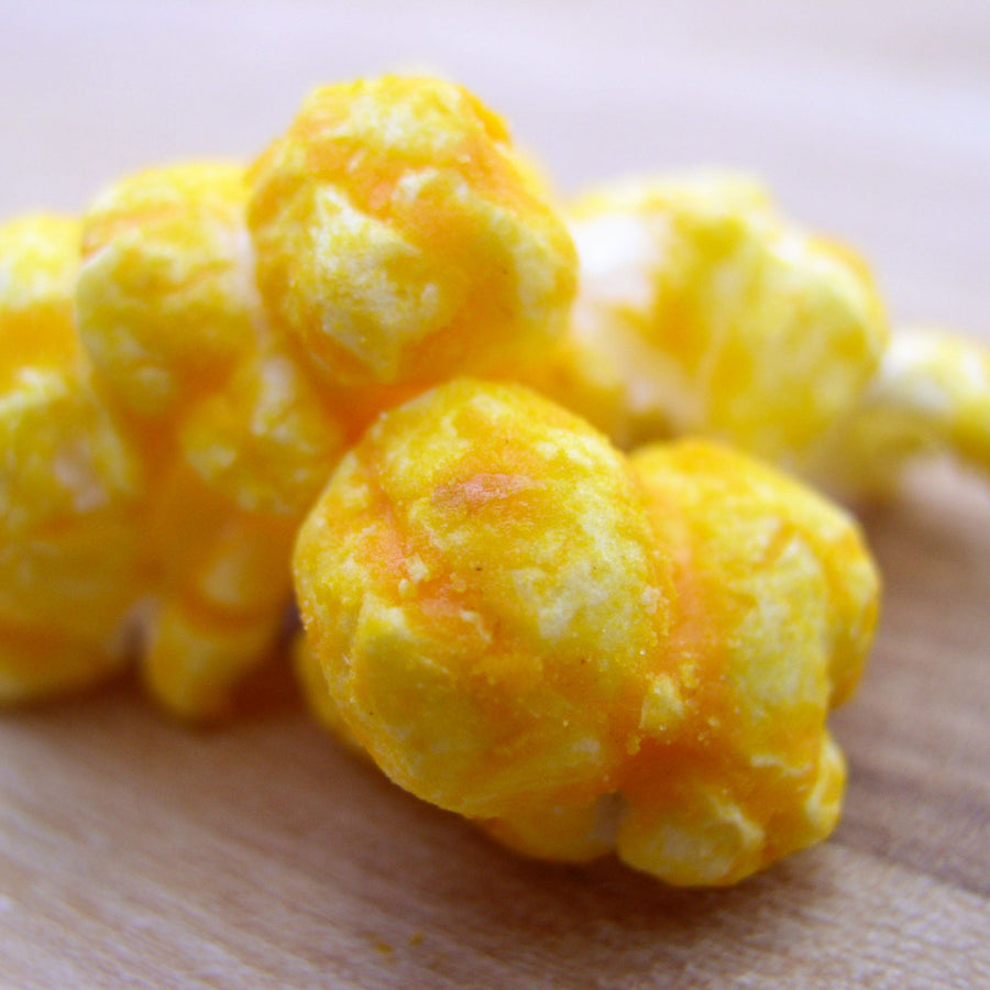 Close-up of seasoned popcorn kernels