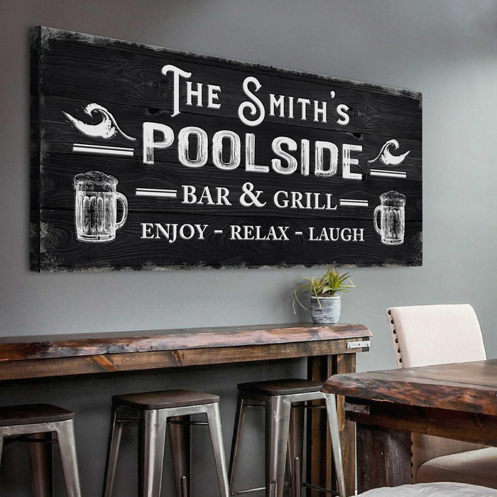 Personalized Poolside Bar And Grill Sign Iii