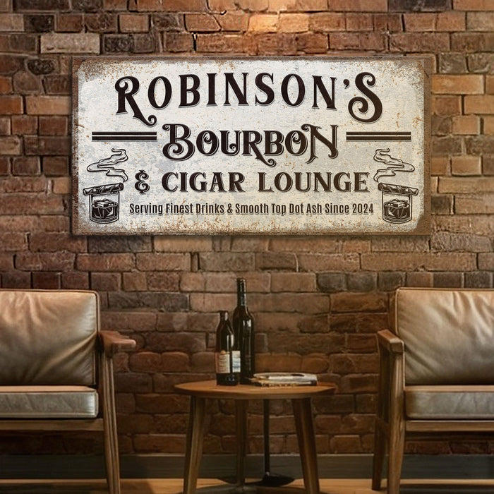 Personalized Bourbon And Cigar Bar Sign