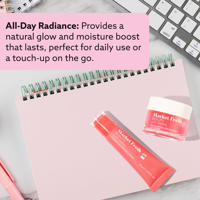 Market Fresh Beauty Pretty Pout Lip Kit – Exfoliating Strawberry Lip Scrub & Cherry Lip Peptide Serum | Hydrates, Smooths, and Revitalizes | Cruelty-Free & Clean Beauty