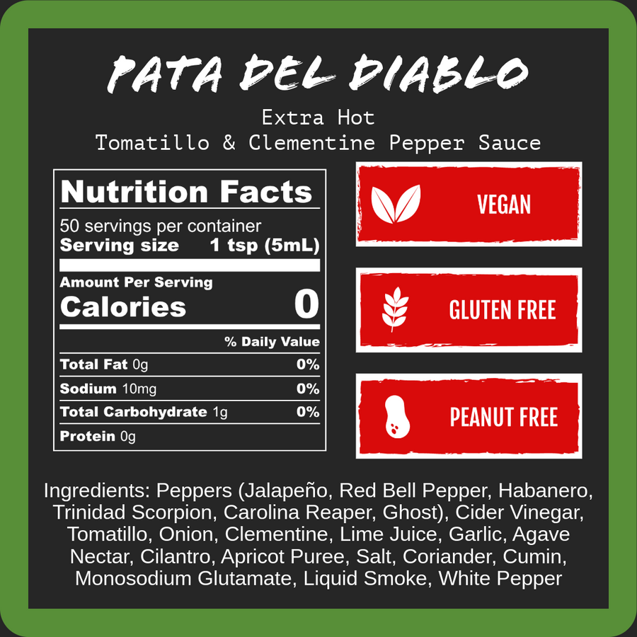 Pata del Diablo - Extra Hot Tomatillo & Tangerine (9oz)