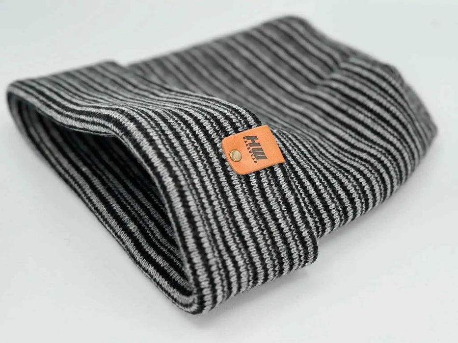Patented H Stitch Contrast Cuffed Beanie, Black and Gray