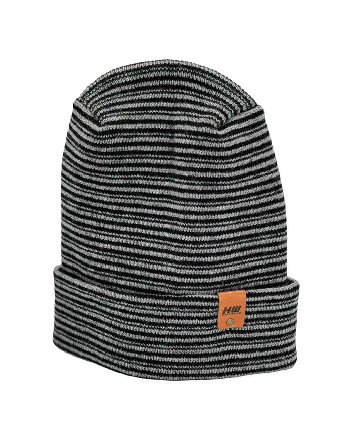 Patented H Stitch Contrast Cuffed Beanie, Black and Gray