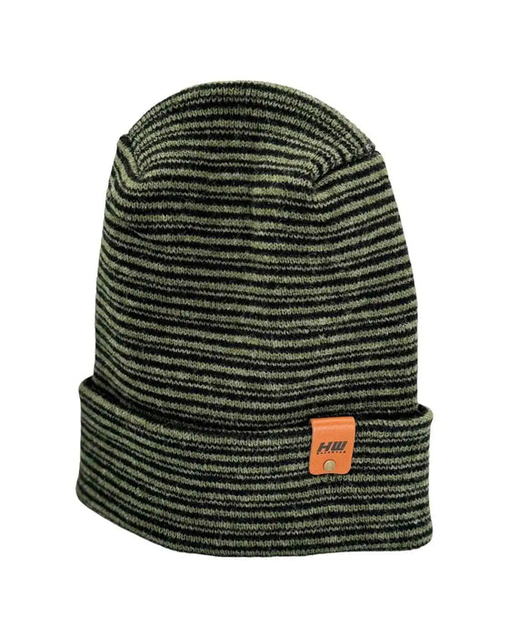 Patented H Stitch Contrast Cuffed Beanie, Black and Green