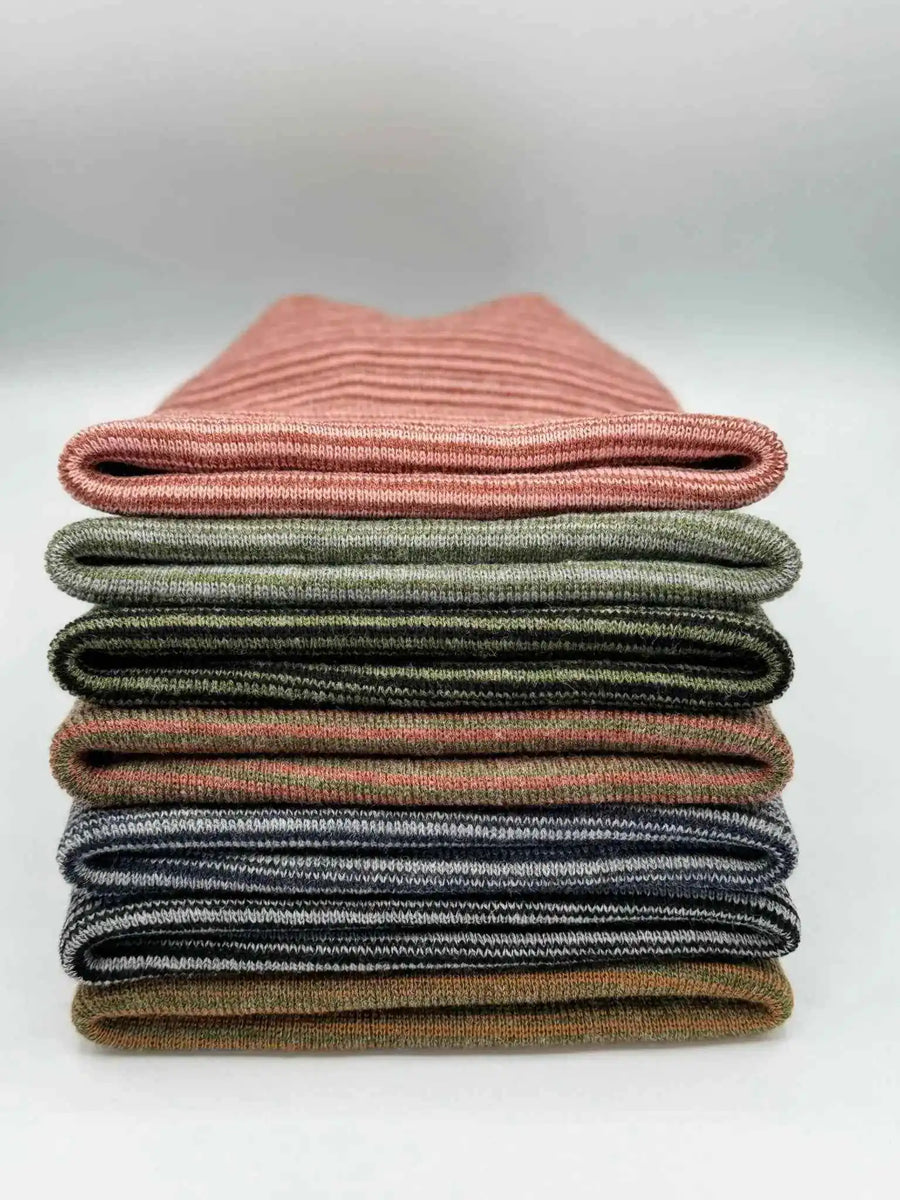 Patented H Stitch Contrast Cuffed Beanie, Burgundy and Pink