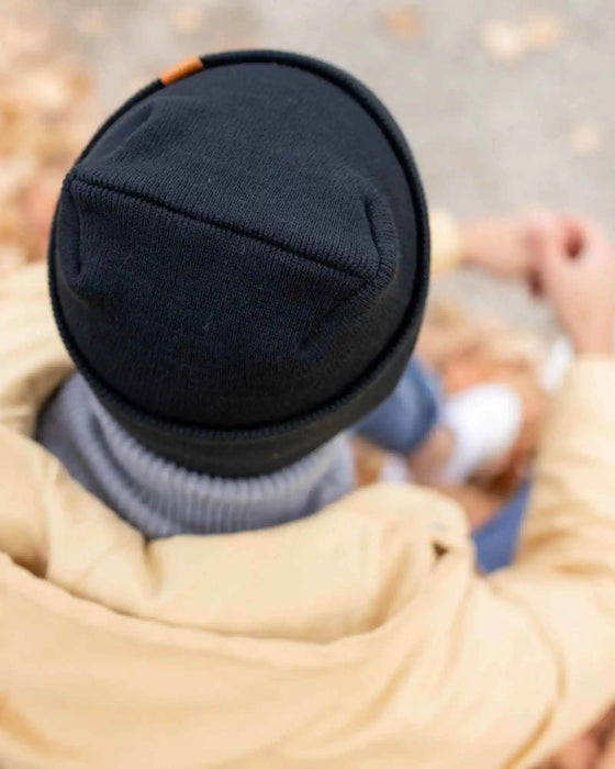 Patented H Stitch Cuffed Beanie, Charcoal Black