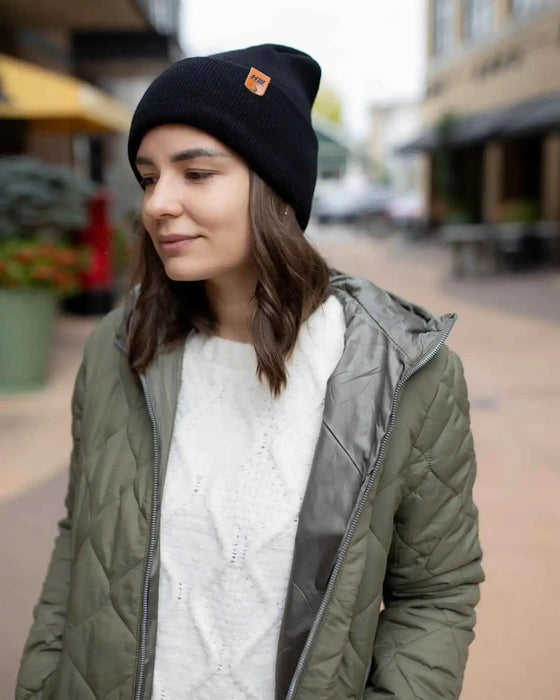 Patented H Stitch Cuffed Beanie, Midnight Black