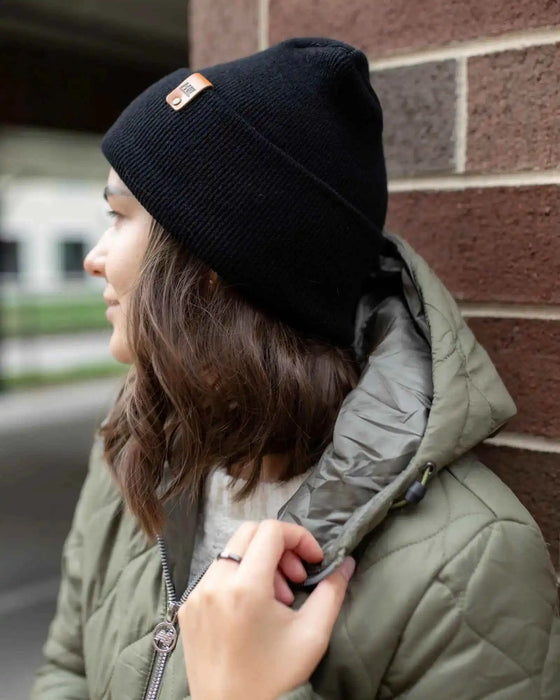 Patented H Stitch Cuffed Beanie, Midnight Black