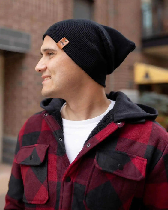 Patented H Stitch Cuffed Beanie, Midnight Black