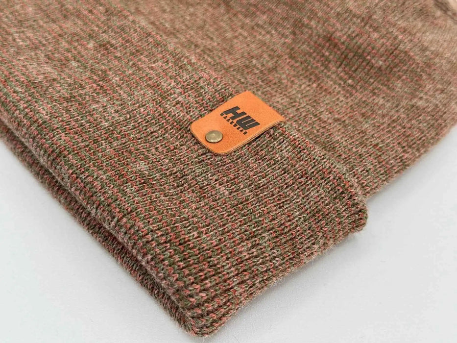 Patented H Stitch Fusion Cuffed Beanie, Burgundy and Green