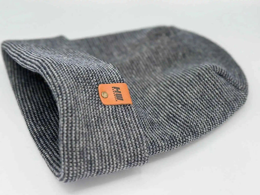 Patented H Stitch Fusion Cuffed Beanie, Gray and Denim Blue