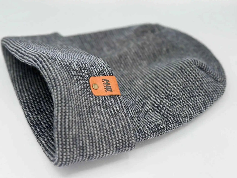 Patented H Stitch Fusion Cuffed Beanie, Gray and Denim Blue