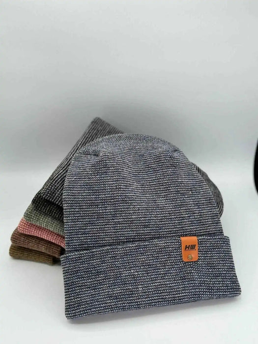 Patented H Stitch Fusion Cuffed Beanie, Gray and Denim Blue