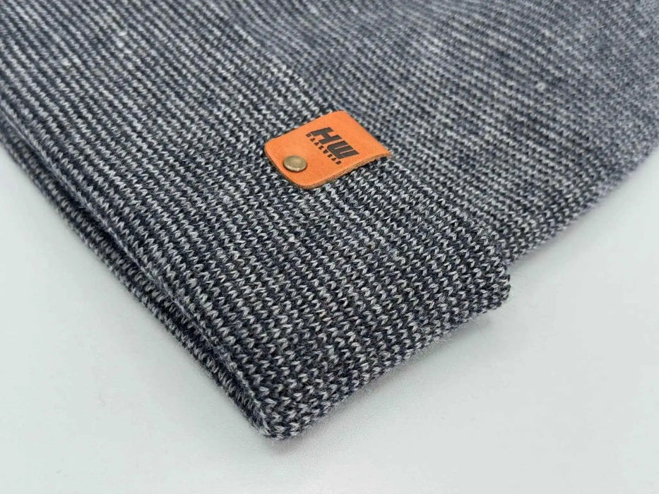 Patented H Stitch Fusion Cuffed Beanie, Gray and Denim Blue