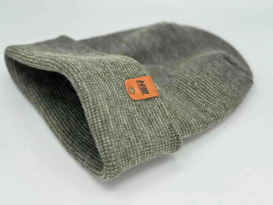Patented H Stitch Fusion Cuffed Beanie, Gray and Green