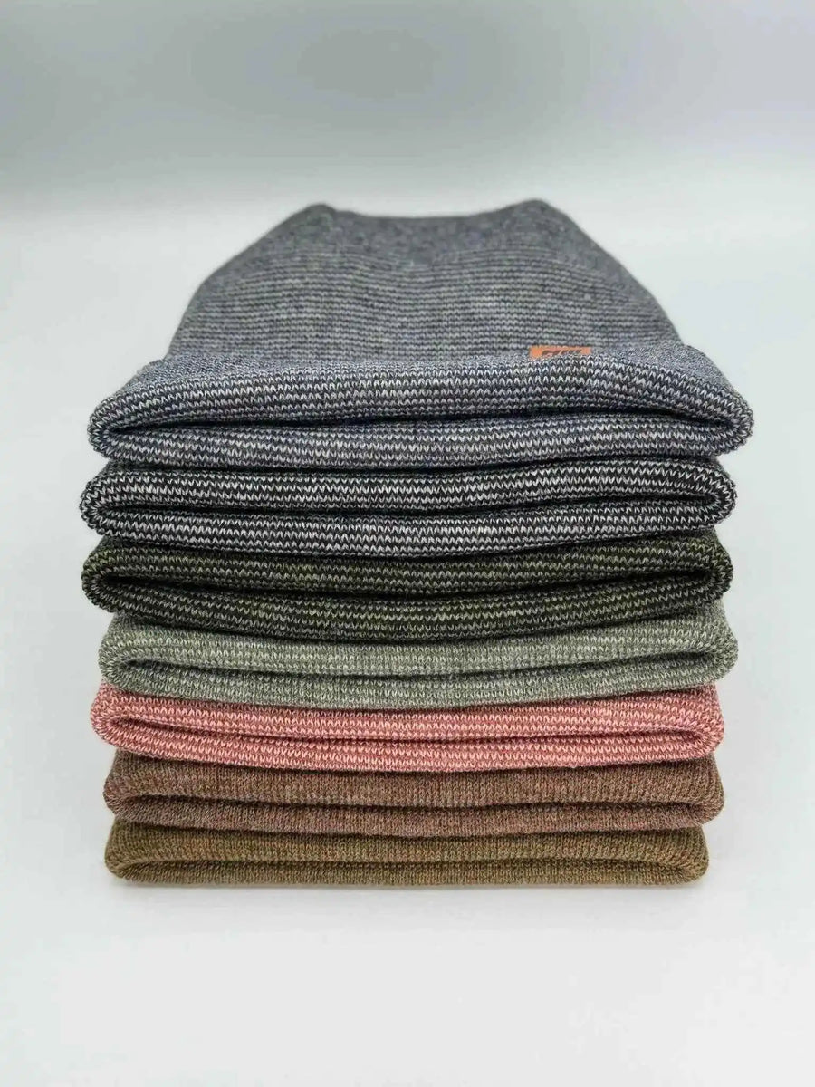 Patented H Stitch Fusion Cuffed Beanie, Gray and Green