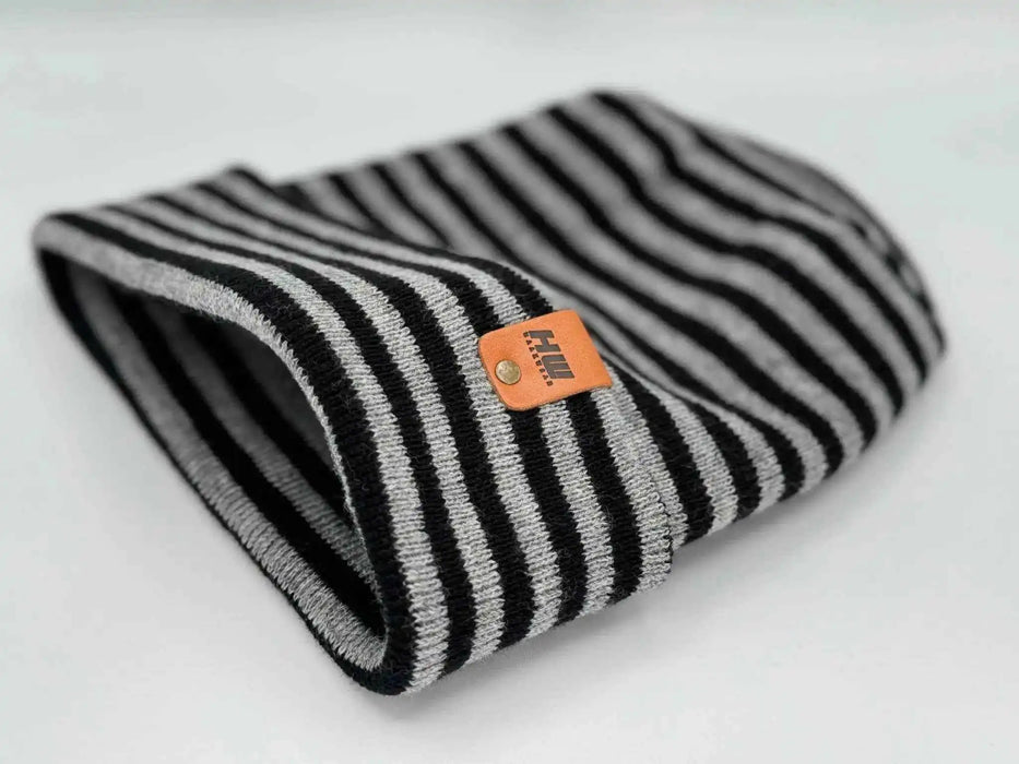 Patented H Stitch RoRo Cuffed Beanie, Black and Gray