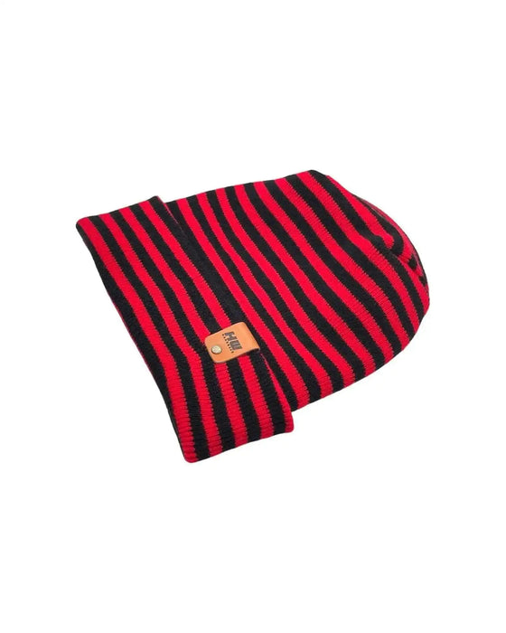 Patented H Stitch RoRo Cuffed Beanie, Black and Red