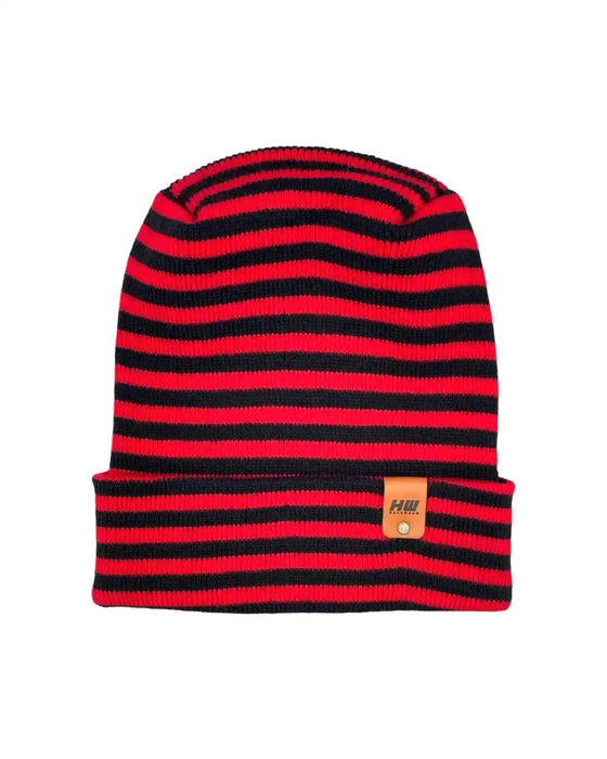 Patented H Stitch RoRo Cuffed Beanie, Black and Red
