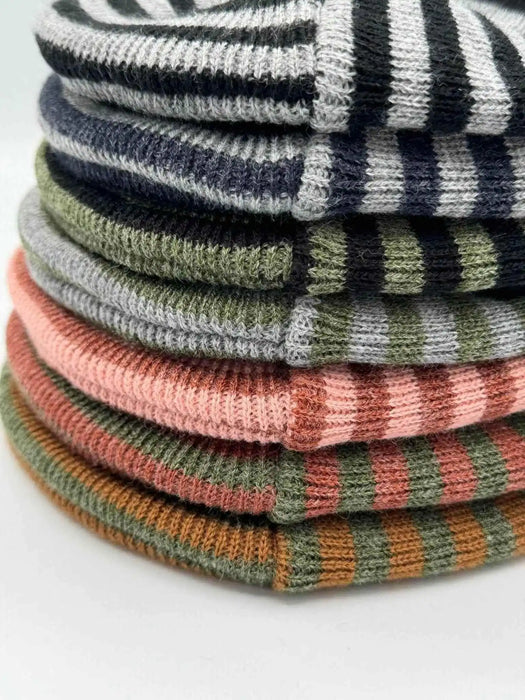 Patented H Stitch RoRo Cuffed Beanie, Burgundy and Green